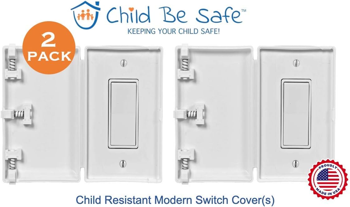 Baby Toddler Pet Light Switch Cover for Modern Decora Leviton Legrand Wide Rocker, Electrical Safety Guard for Home and Business, Made in USA (2 Count, White)