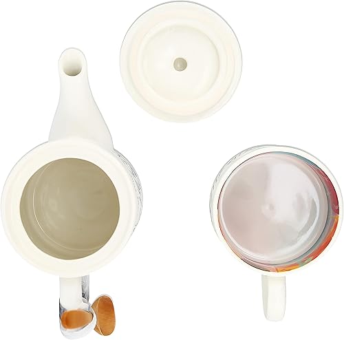 Miniatura 4 de Pavilion Gift Company Dear You - Té de cerámica para uno, 15 onzas, juego de 3 piezas, color blanco