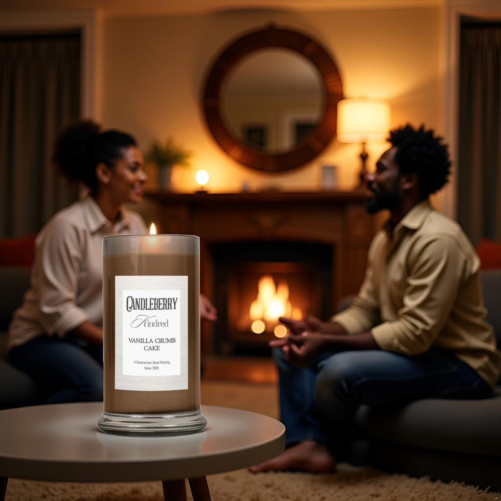 Candleberry Candles Kindred Collection | Luxury Glass Jar | USA Hand Poured Soy Blend Candle | Highly Scented & Long Lasting | Up to 90 Hour Burn Time (Vanilla Crumb Cake)