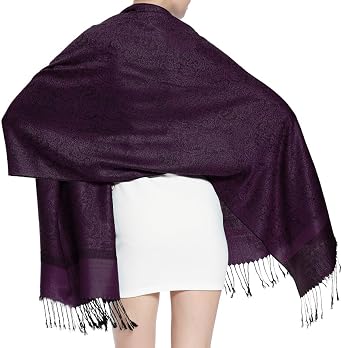 Glory Max Large Two Tones Vintage Paisley Jacquard Pashmina Shawl Wrap Scarf for Women