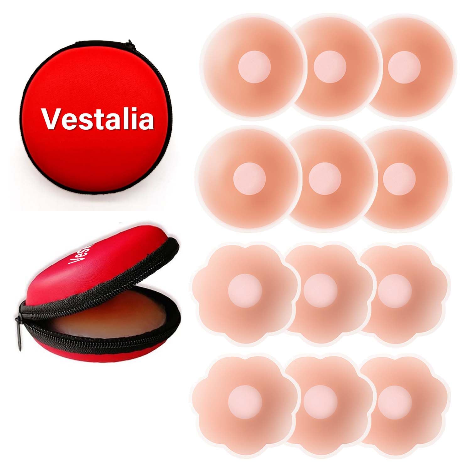 Vestalia6 Pairs Nipple Covers Silicone Pasties Reusable Adhesive Sticky Breast Petal Invisible Ultra Thin Nippleless Covers