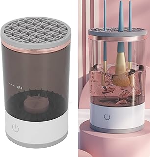 JUOPZKENN Limpador de pincéis de maquiagem, máquina elétrica de limpeza de pincéis de maquiagem, limpador automático de pincéis de cosméticos, máquina giratória, ferramentas de pincéis de maquiagem, conjunto de pincéis de maquiagem, presente para mulheres, esposa e namorada