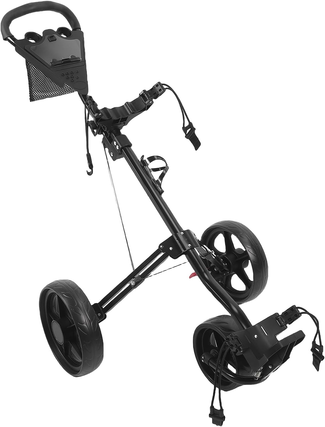 Golf Push Cart, Aluminum Alloy 3 Wheel Folding Sports Bag Trolley with Scorecard Holder, Ideal for Walking Golfers and Junior Players