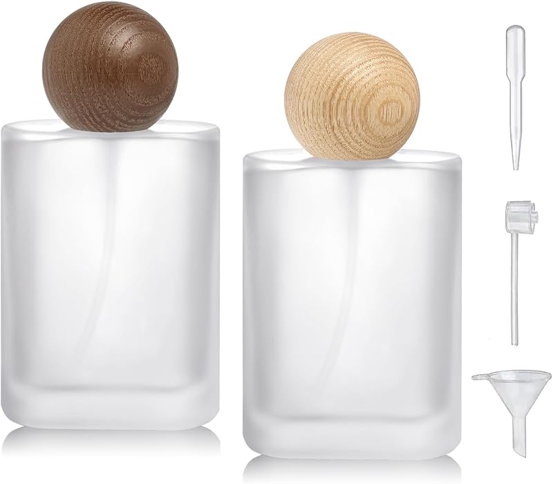 Frascos de spray de vidro Yerpkefey 50 mL com acessórios, pacote com 2