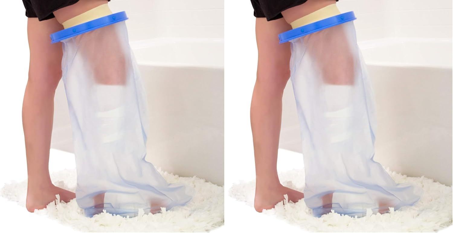 DMI Waterproof Cast Cover, Wound Barrier & Bandage Protector, Reusable with a Watertight Seal for Showers, Baths and Pools, Fits Adult Large Leg up to 42 Inches in Length, Long Leg (Pack of 2)