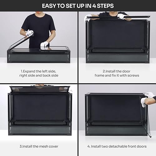 Miniatura 3 de REPTI ZOO Tanque de reptiles plegable de 60 galones de 36 pulgadas de ancho, terrario de reptiles grande de vidrio templado de 36 x 18 x 24