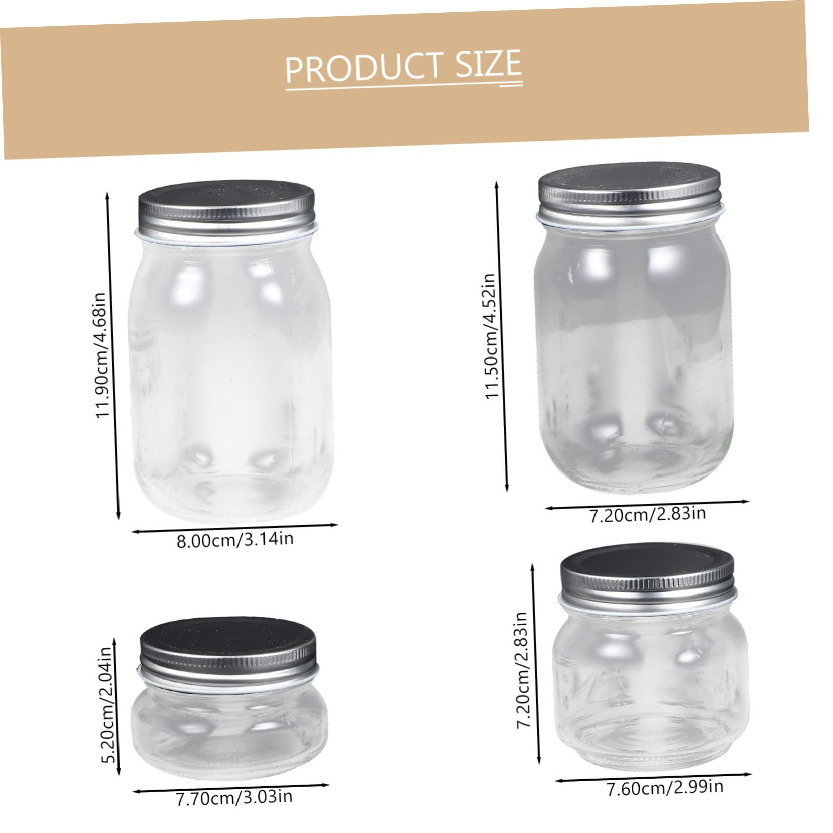 Alipis 4piezas Tarros De Transparentes Tapa Para Mermelada y Almacenamiento De Miel De Frascos Multiuso Para Encurtidos y Especias