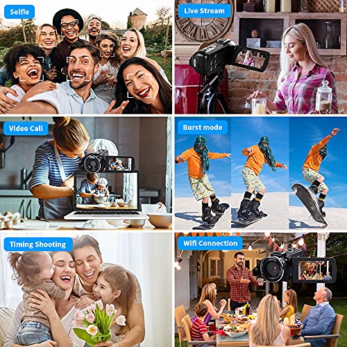 ZOHULU Video Camera, 4K Camcorder WiFi Ultra HD 56MP Night Vision