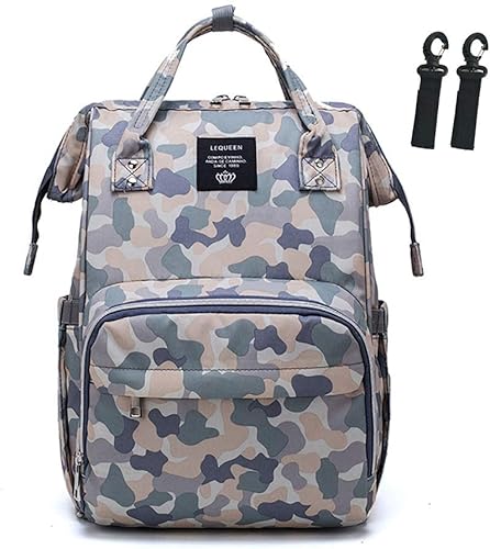 Starte Mochila para pañales de camuflaje, mochila de viaje impermeable multifunción grande para mamápapá con bolsillos aislados y correas para
