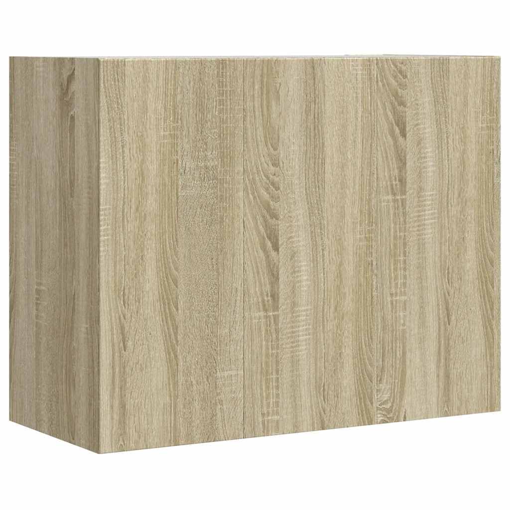 Scaffale da parete in rovere Sonoma, 75 x 35 x 60 cm, mensola sospesa con tre ripiani, montaggio a parete, per soggiorno, cucina, bagno, per ordine e spazio