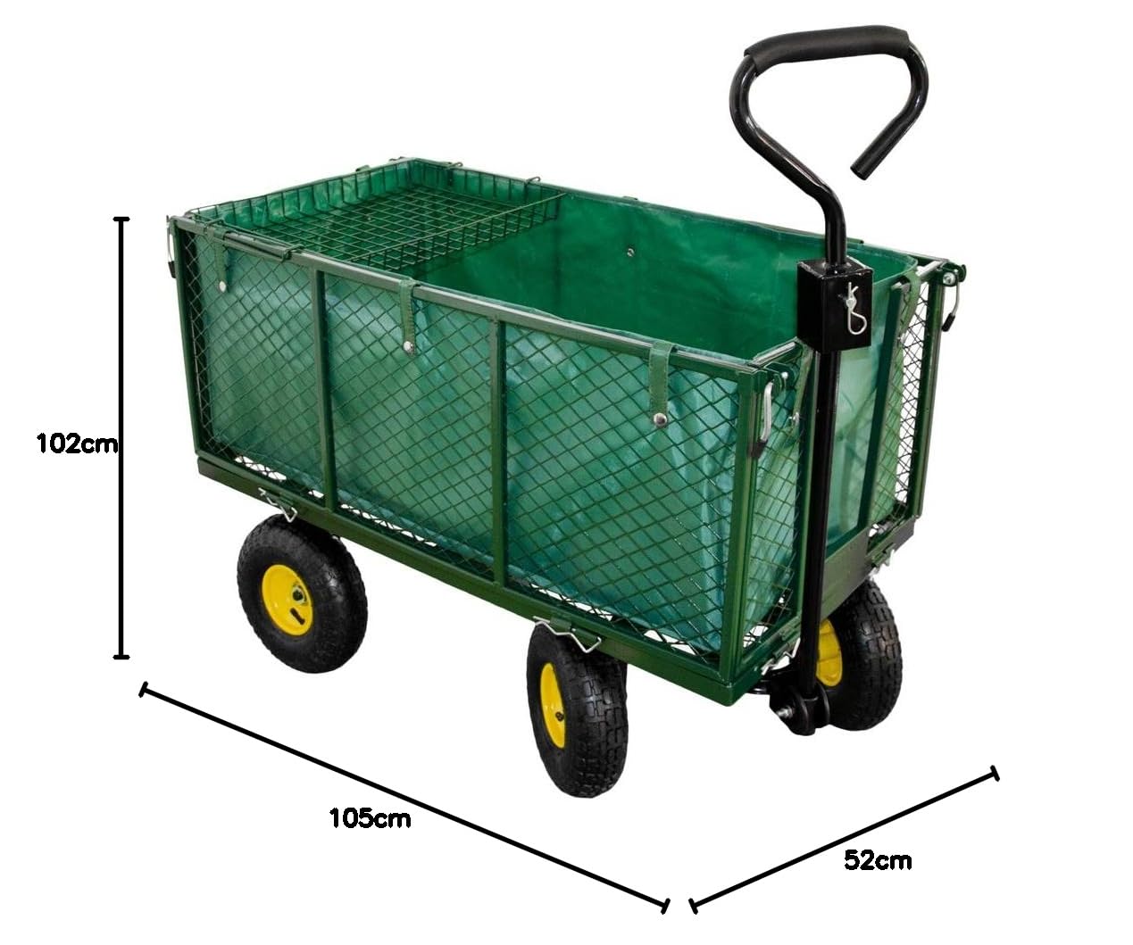 Georges Chariot de jardin, pour le transport, charge maximale : 550 kg, avec pneus pneumatiques et bâche intérieure amovible