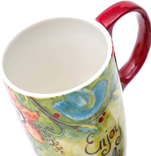 Miniatura 8 de CEDAR HOME Taza de cerámica del café de la porcelana de la taza del té del latte con la tapa 17oz. disfruta de la