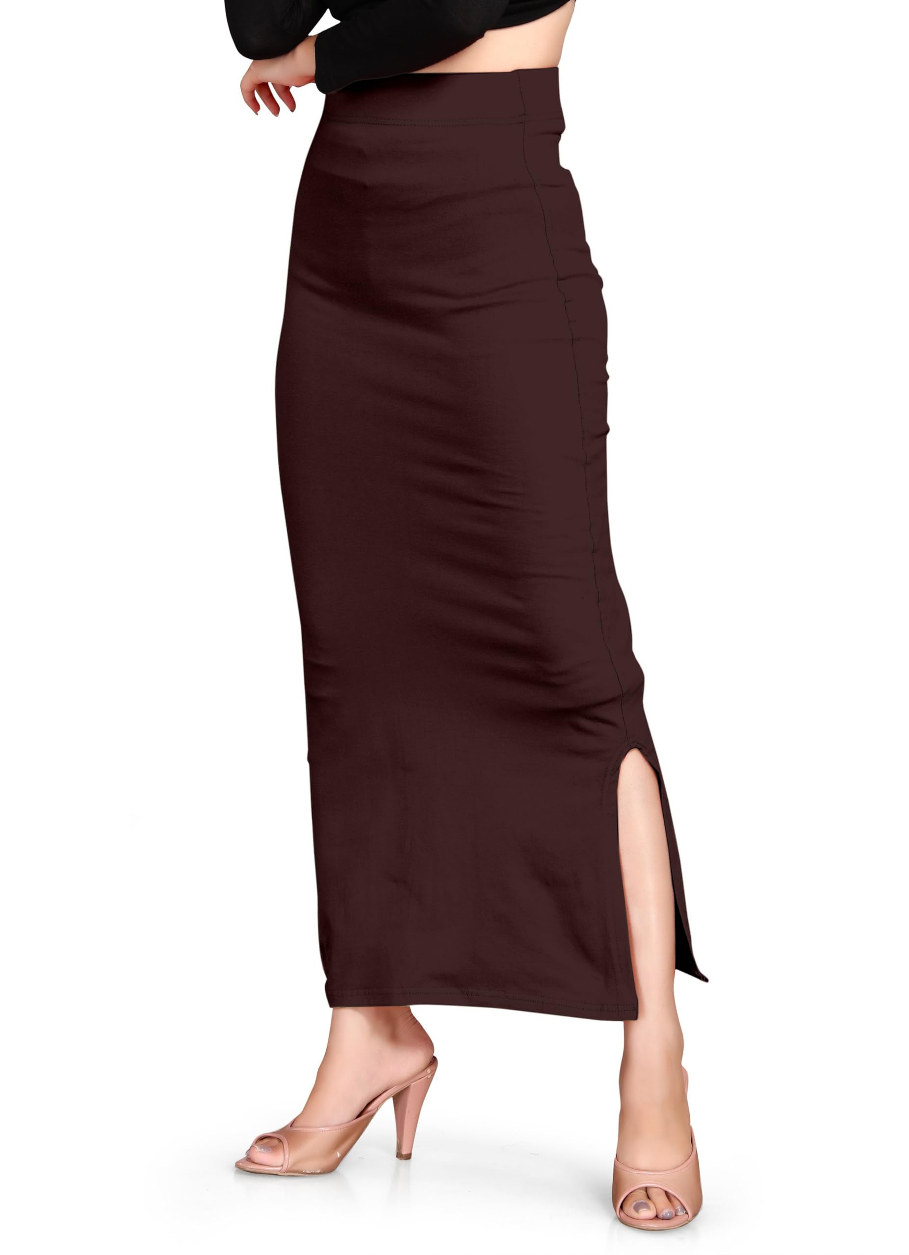alyne Women's Saree Shapewear Petticoat - Blended Full-Elastic Comfort for Perfect Saree Draping for Women. Brown-picture-16