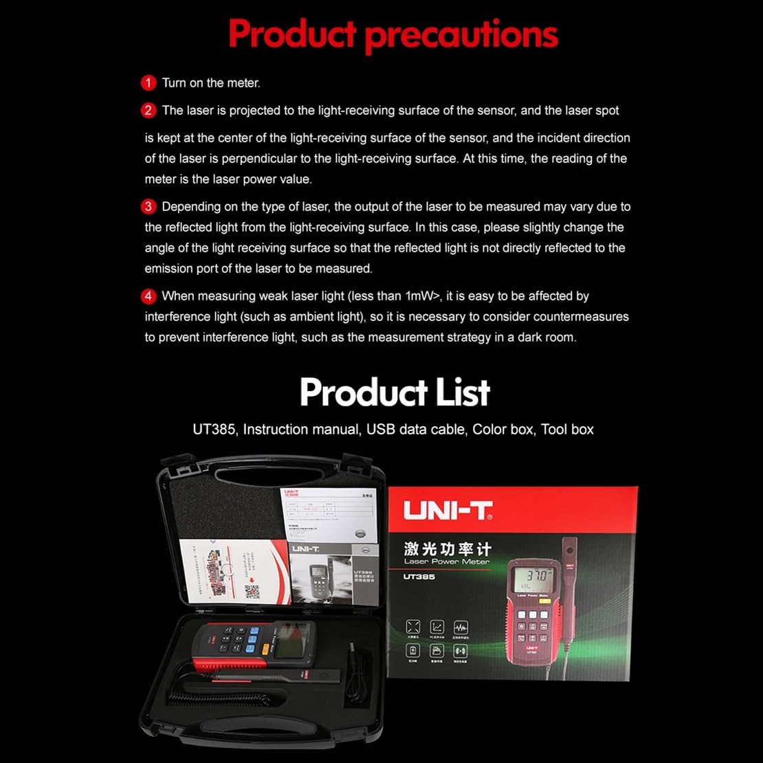 UNI-T UT385 Laser Power Meter Power Analyzer Data Logger Laser Sensor Precision Power Measurement..