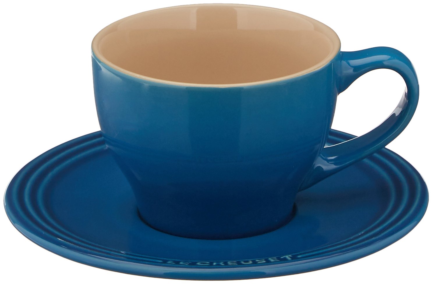 Le Creuset Stoneware Set of 2 Cappuccino Cups and Saucers , 7 oz. each, Marseille