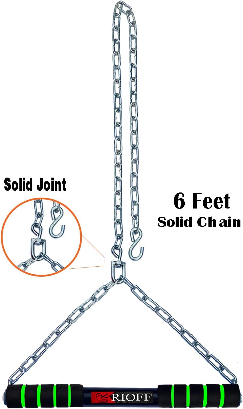 Rioff® Height Increase Pull Up Bar for ChinUps Hanging Rod for Home/Gym Use for Men Kids Boys Adults Fitted with Heavy Chain Sangal (6FT)