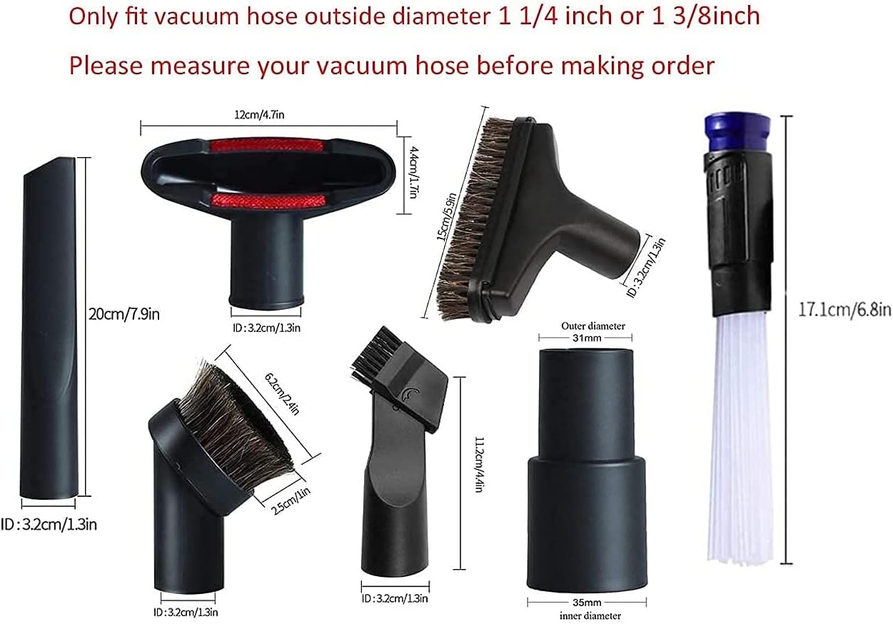 ANBOO 1 1/4 inch Vacuum Attachments Accessories to ​1 3/8 inch Vacuum Dusty Brush for 32mm and 35mm Standard Hose -