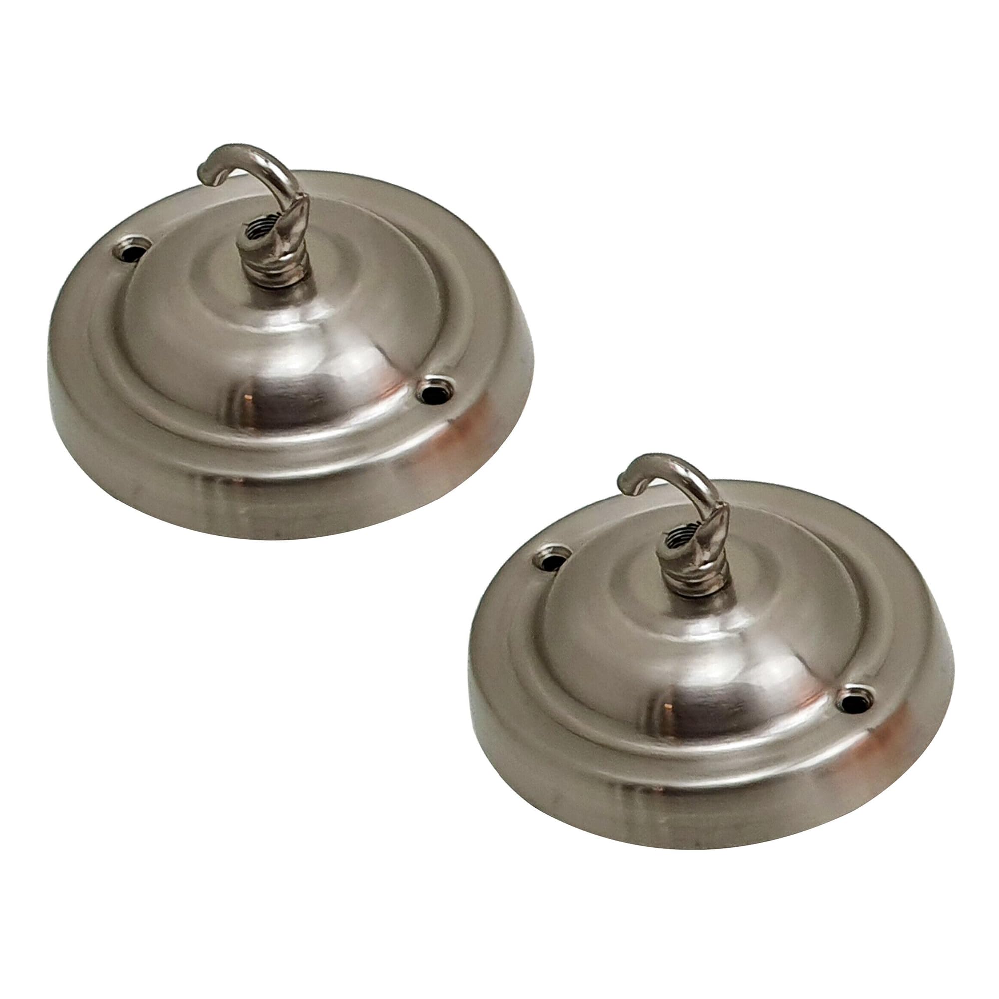 LEDSone Ceiling Rose Hook Plate Vintage Satin Nickel Metal 10.5 cm 2 Pack Antique Single Out Side Fitting with Accessories for Chandliers Pendant Lights Wall Lamps Hanging Lights Planters Decorations — image 1