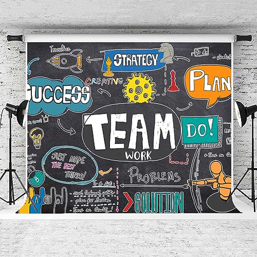 EMDSPR Teamwork Backdrop, 7x5ft, Teamwork Sketch Notes Graffiti Chalkboard Photography Background Team Work Theme Decorations Banner Work Together Invatition Party Supplies Photo Booth Props BJDWPR455 by EMDSPR - Image 2