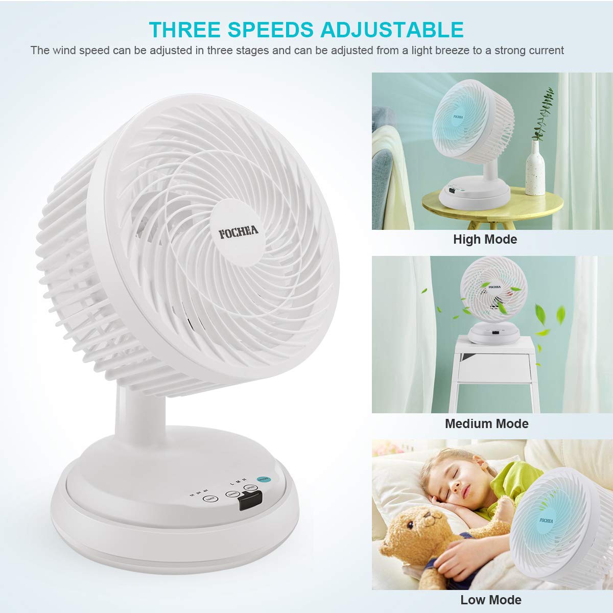 FOCHEA Air Circulator Cooling Fan, Desk Fan Quiet Cooling Fans Turbo