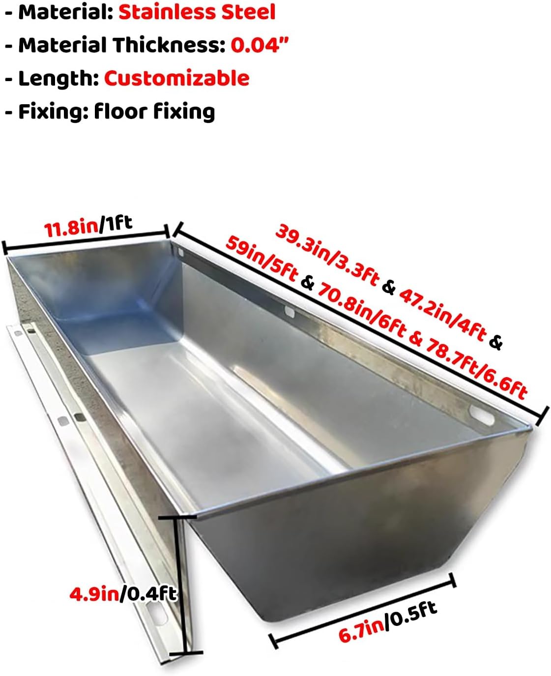 Farm Goose Hog Feeder/Animals Livestock Trough, Heavy Duty Poultry Feeders All-in-one Installation, Hog Piglet Creeder Water Bowl Equipment(78.7ft/6.6ft)
