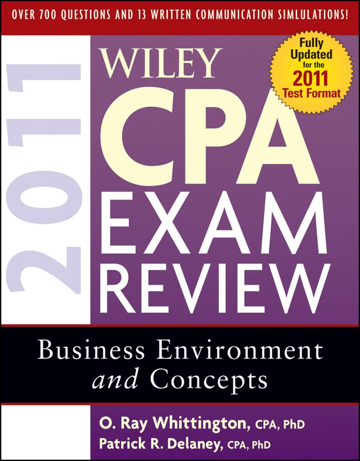 Wiley CPA Exam Review 2011, Business Environment and Concepts