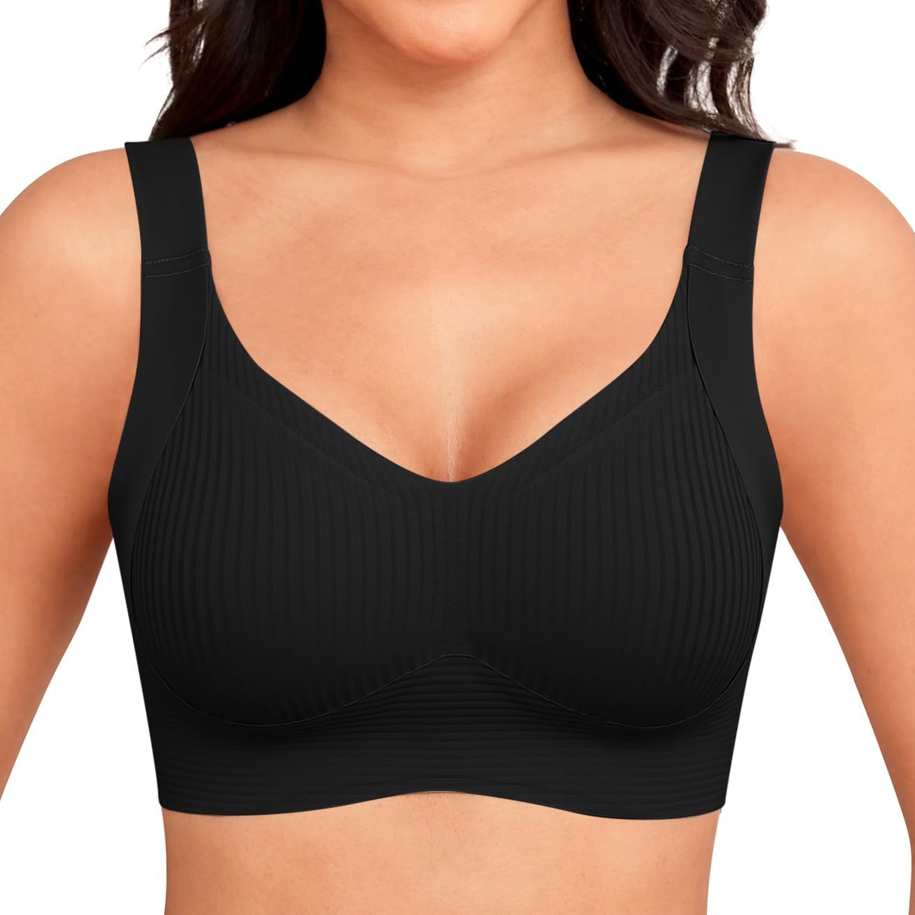 Womens Seamless Wireless Supportive Bras Push Up Comfort Soft No Underwire Full Coverage T-Shirt Bra Plus Size