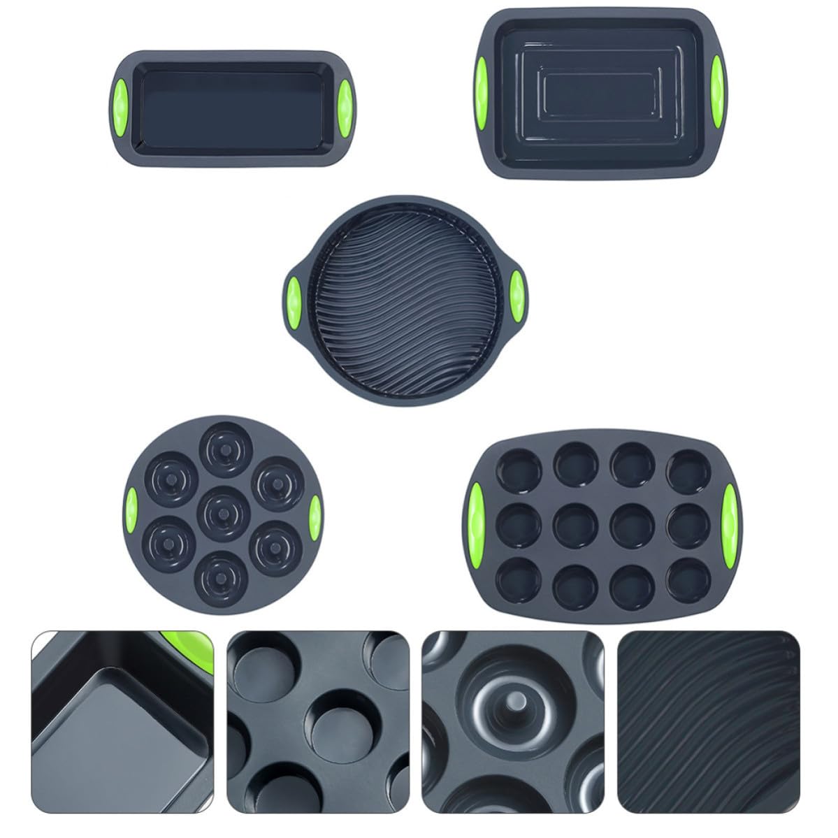 FRCOLOR 5 Pezzi Set Stampo Torta in Silicone, Flessibile e Riutilizzabile