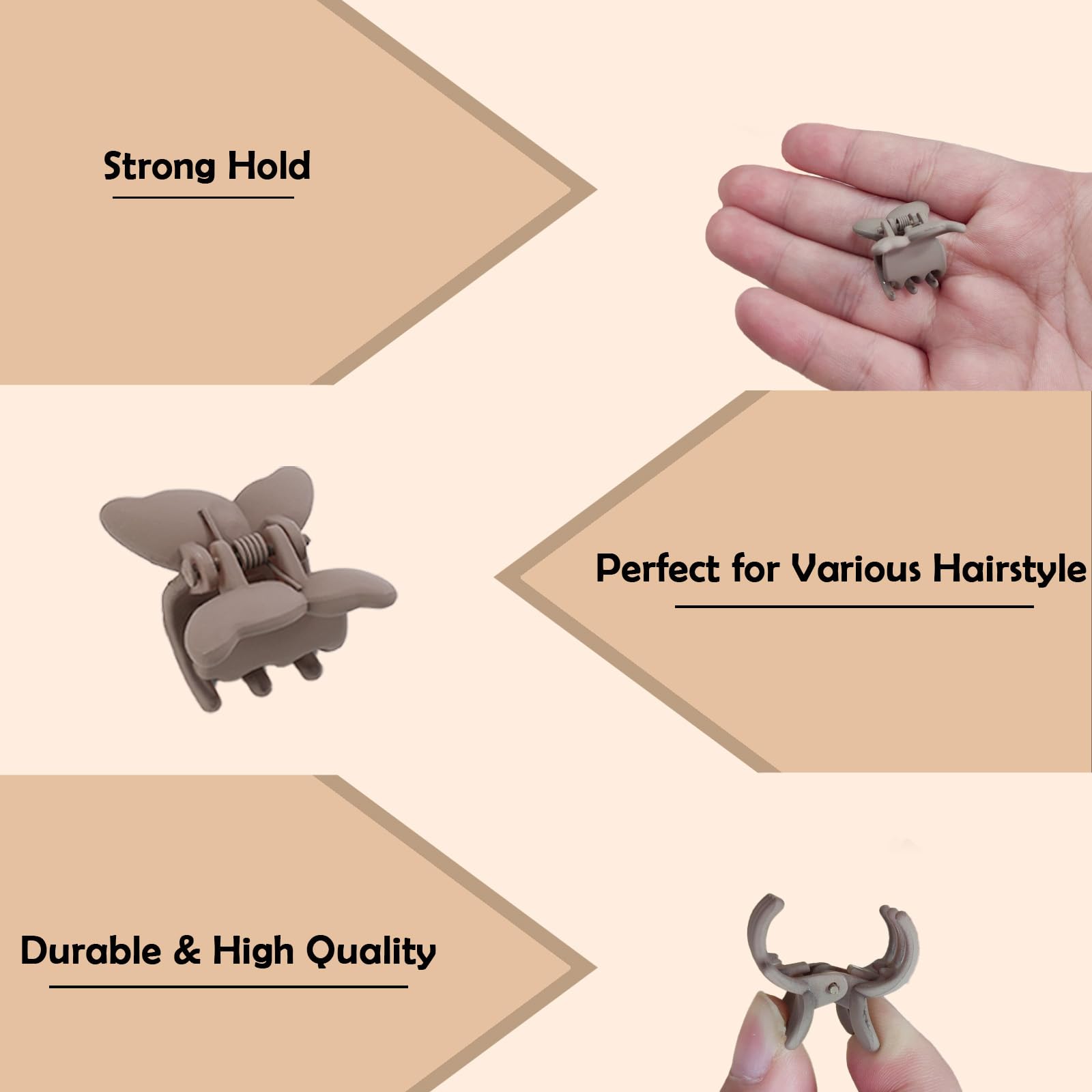Kasmena Butterfly Hair Clips Set for Women and Girls, 30Pcs Mini Claw Clips with Strong Grip for Thin/Fine Hair - Image 4