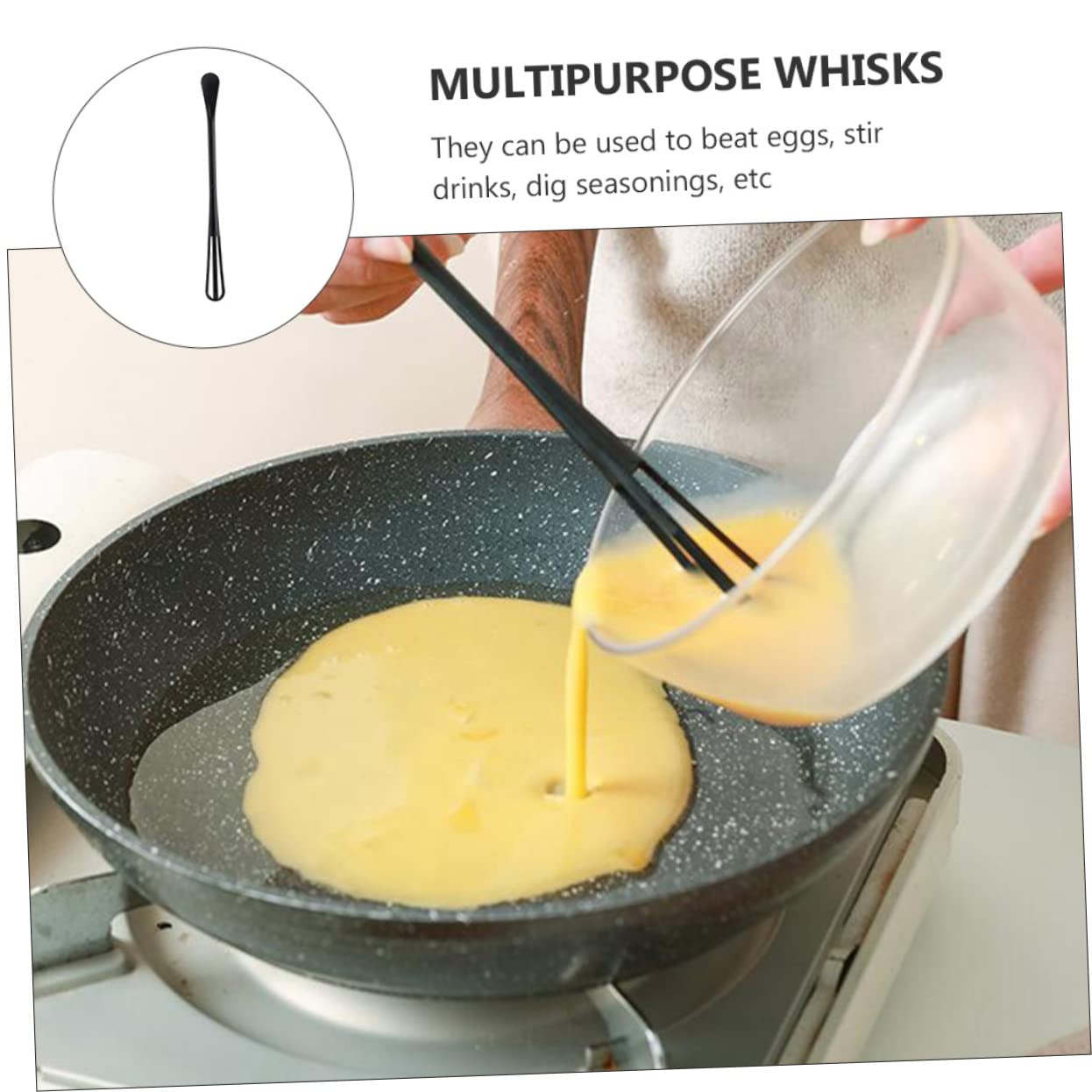 Anneome Food 8 pcs Gadgets Stick Black Sticks Hand in Cake Steel Utensil Wire Small Whisk Batters Whipping Beatersmini Flour Non Ingredients Tiny Dough Combining Honey Multipurpose Hand Mixer