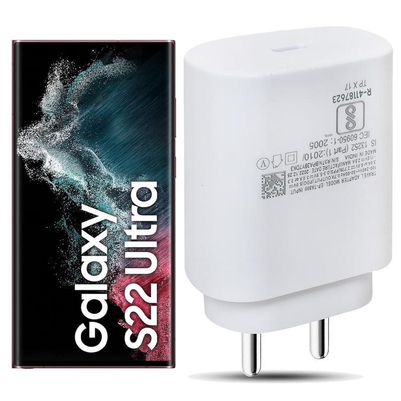 Image of 25W Type-C Super Fast Charger Compatible for Samsung Galaxy S22 Ultra /S23 /S23 Plus /S23 Ultra /S21 Fe 5GMobile Phone Charging True PD Adapter [Quick Charge] Adaptive Wall Charger - 25 Watt (White)