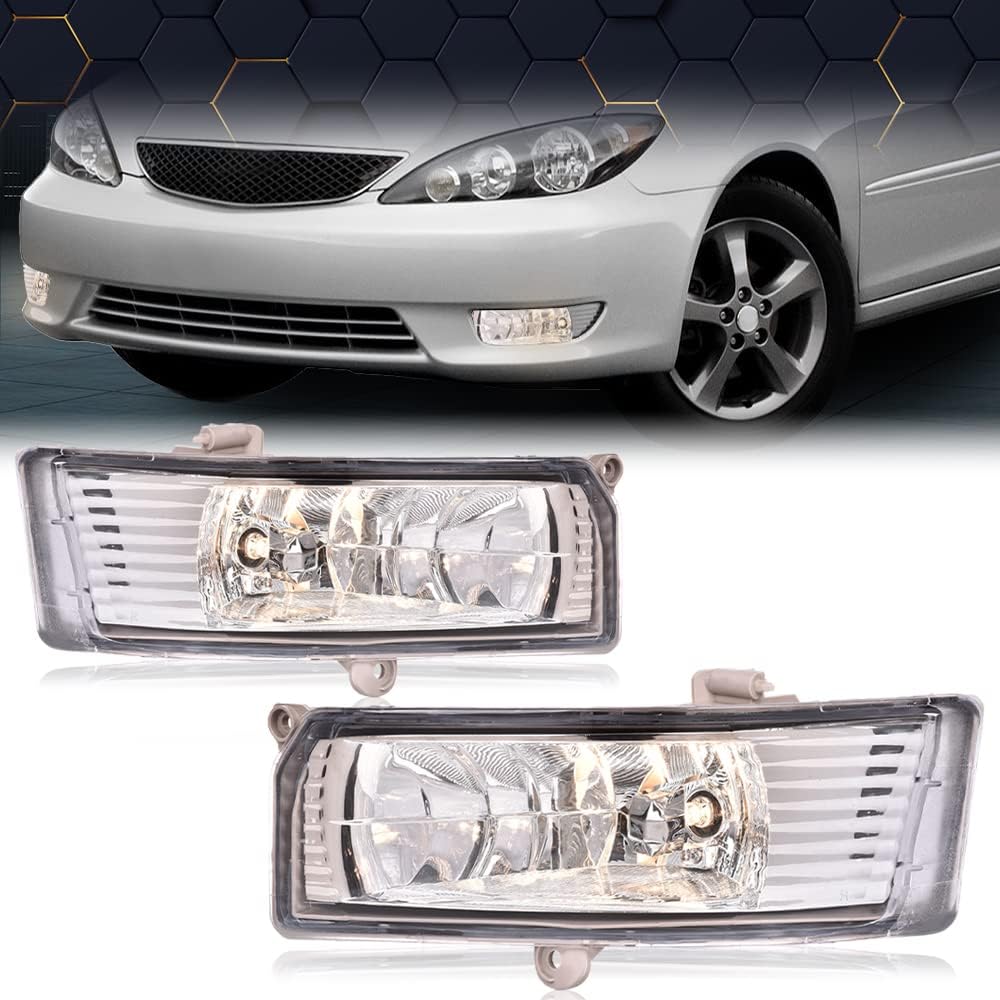 PIT66 Front Bumper Fog Lights, Compatible with 2005-2006 Toyota Camry Bumper Fog Lights Driving Lamps Assembly Driver & Passenger Side Left/Right FL-TCAM05, TO2593120, 8122006040, TO2592120