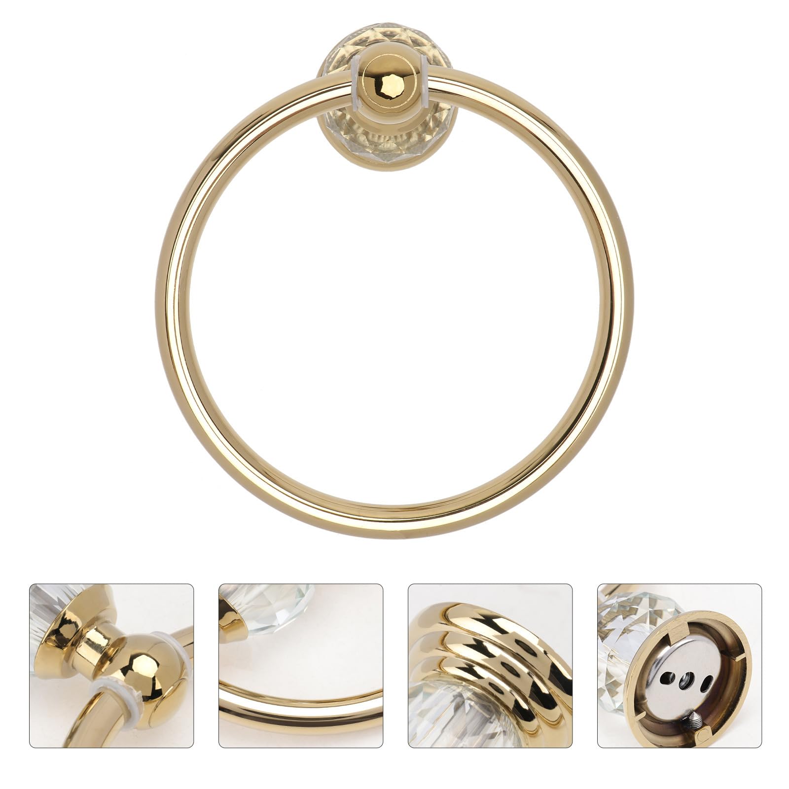 Anello Portasciugamani Rotondo Dorato in Acciaio Inox, 1 Pezzo | Montaggio a Parete, Uso Cucina e Bagno, Stile Retrò Semplice Elegante, Struttura Salvaspazio e Contenitiva