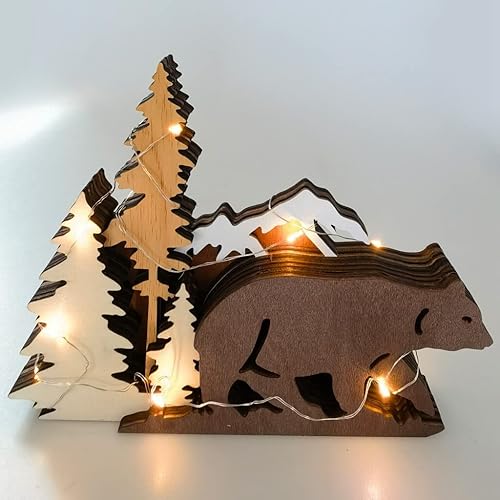 Miniatura 8 de Estatuas y figuras de madera, ciervos animales, osos, lobo, bosque, alce, decoración del hogar, siluetas de bosque multicapa y esculturas,