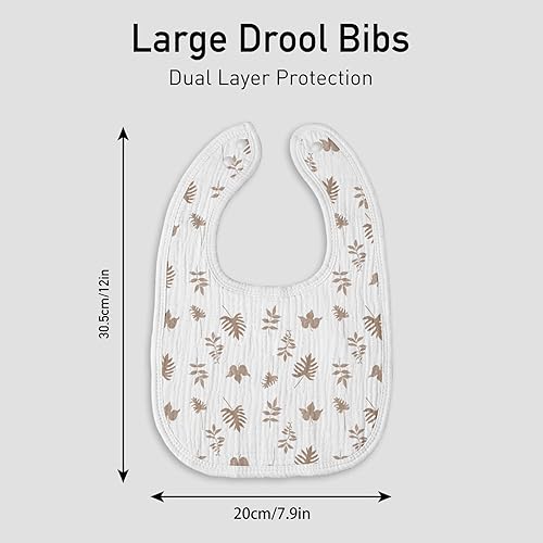 Miniatura 7 de Baberos de muselina unisex para niños y niñas, paquete de 10 baberos de algodón suave para babeo de dentición, regalo esencial de ducha (10, marrón)