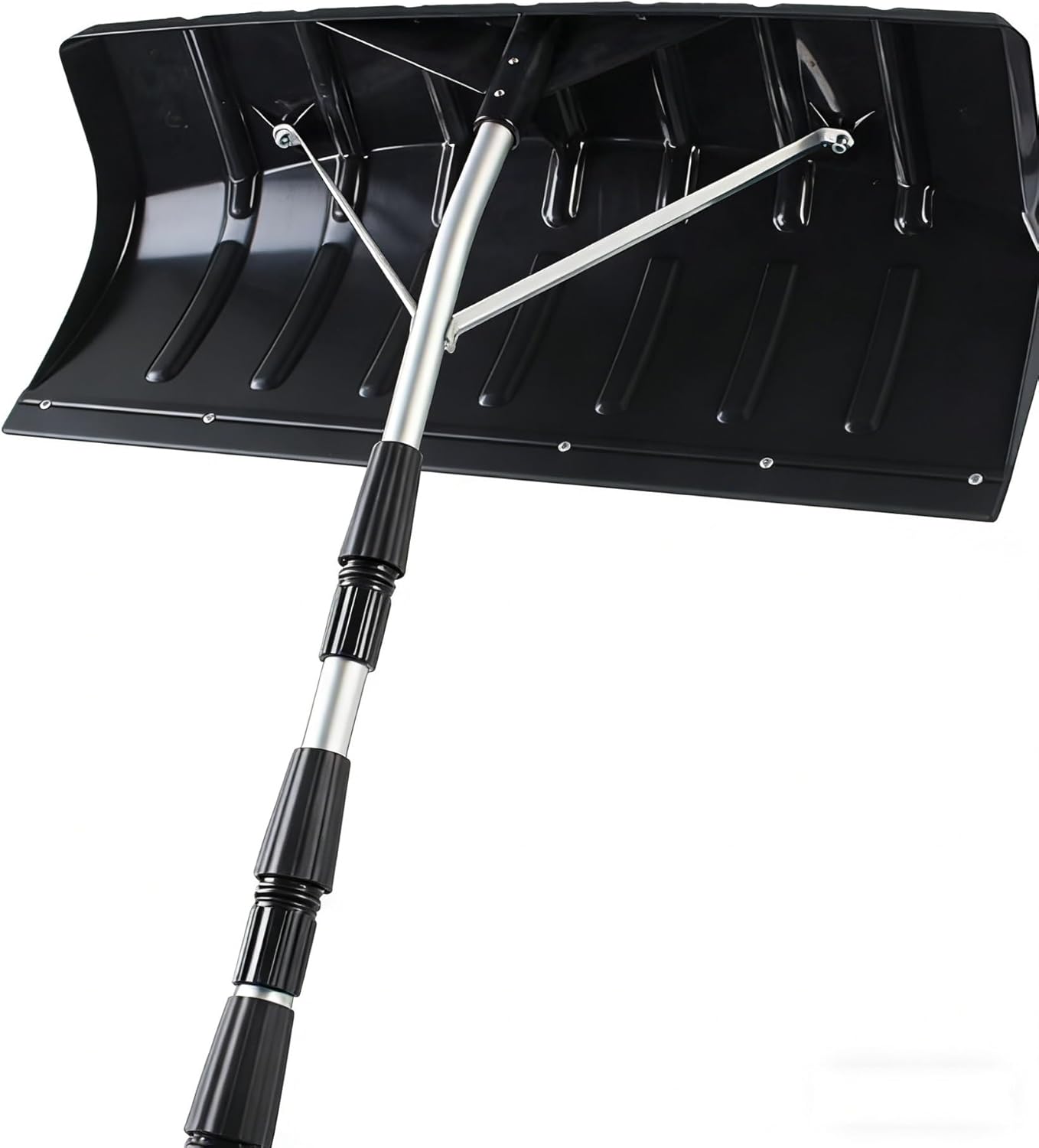 Telescoping Roof Snow Rake - 59 to 197 Inch Adjustable Snow Removal Tool with Anti-Slip Grip, Large Area Shovel Head for Efficient Snow Removal from Roofs, Decks, and Cars
