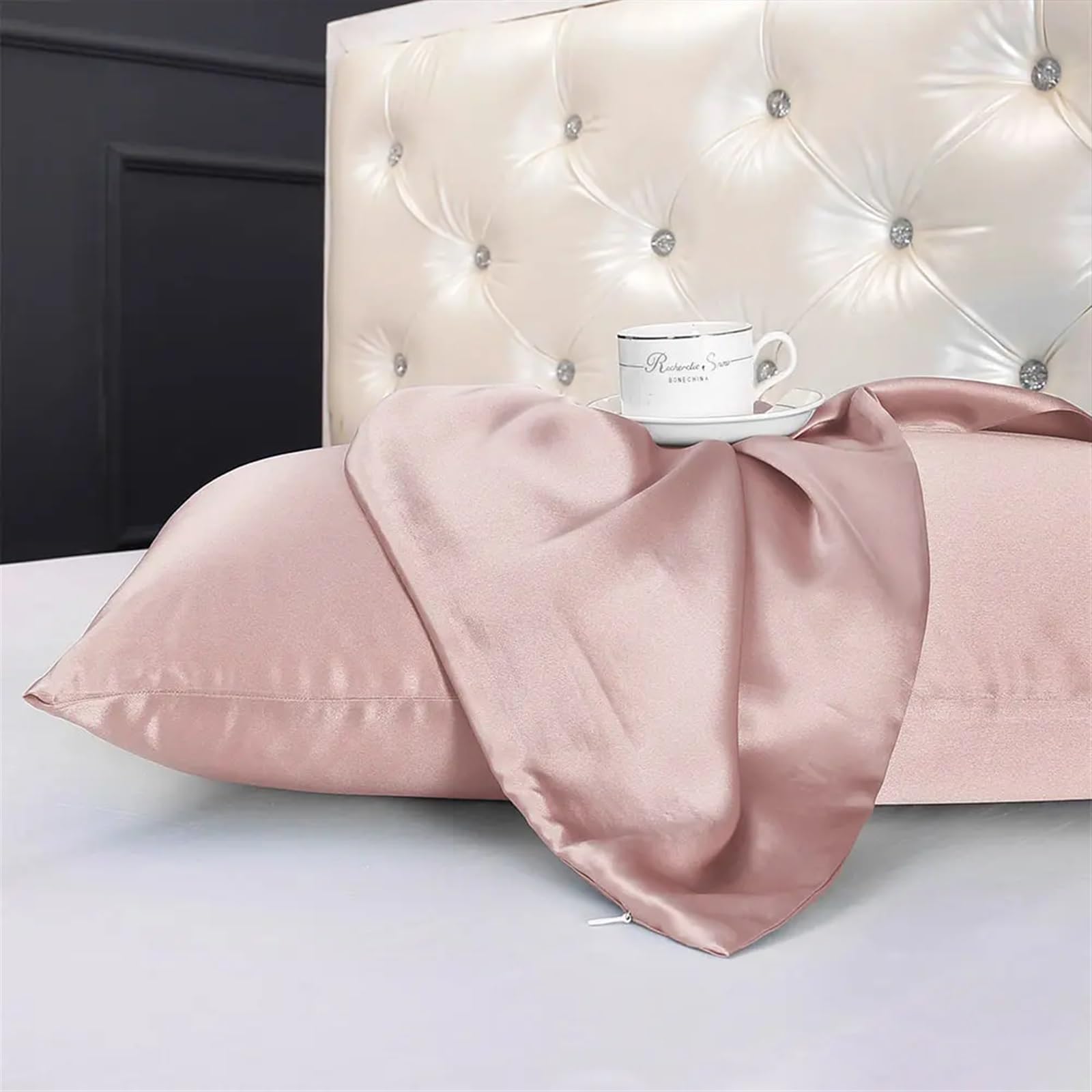 Federa in Seta 100 Seta Federa Capelli con Cerniera Nascosta 19 Colori for Donna Uomo Bambini Ragazze Lusso(Ivory,43x63cm)