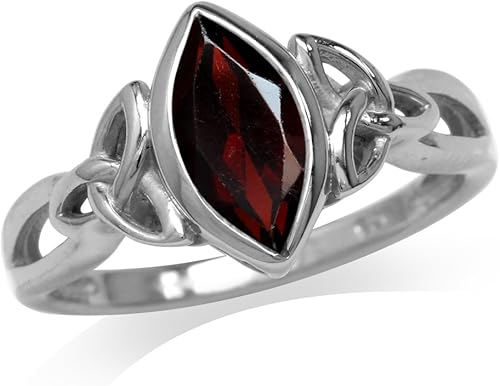 Silvershake Anillo solitario de plata de ley 925 con nudo celta triquetra genuina