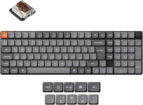 Keychron K17 Max Custom Mechanical Keyboard, Programmable Knob Ultra-Slim 96% Layout, Bluetooth/2.4 GHz/Wired with RGB Backlight Low-Profile Gateron Brown Switch for Mac Windows Linux - UK ISO Layout