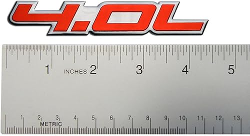 Miniatura 2 de Placa de identificación con emblema de aluminio real de aluminio real de 4.0 litros en relieve rojo en relieve altamente pulido, compatible con