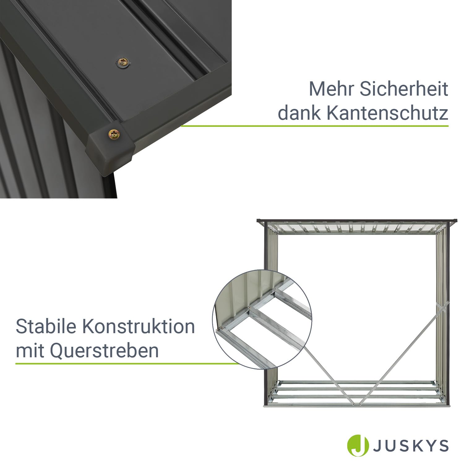 Juskys Holzunterstand Enno für Brennholz außen - Kaminholzregal aus Stahl - Unterstand für Kaminholz aus Metall in Anthrazit - Brennholzregal