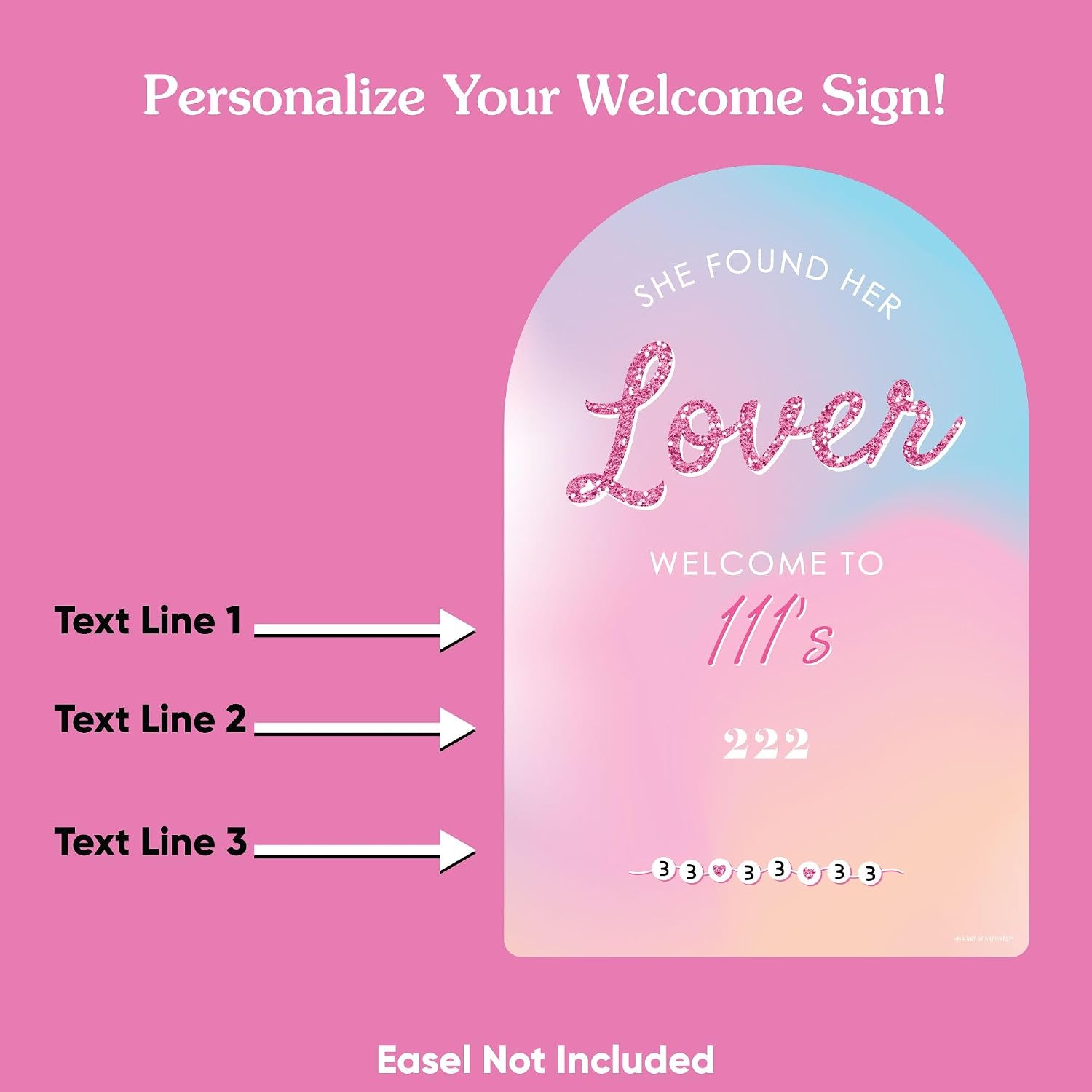 Big Dot of Happiness Personalized She Found Her Lover Welcome Sign Arch, Custom Bridal Shower and Eras Bachelorette Party Tabletop Decor Sign, Premium Matte Plastic Board, 11 x 17 inches
