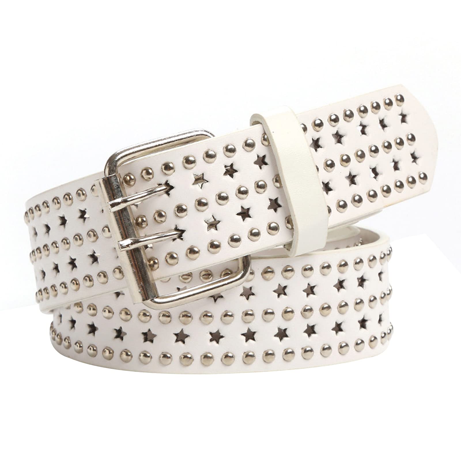 Double Grommet Leather Belt for Women Men Goth Studded Belt  display picture 1