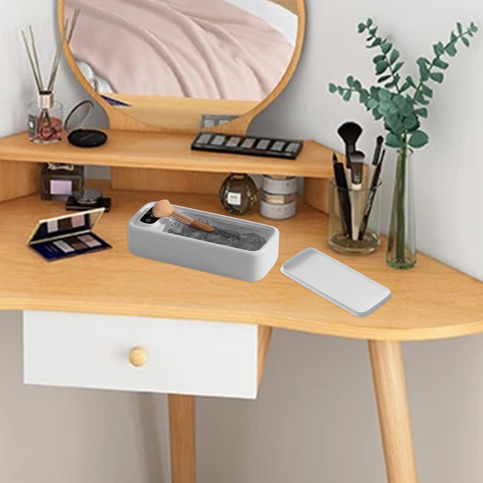 Ultrasonic Cleaner - Ultrasonic Cleaning Machine Small Glasses Cleaner Multiple Digital Display Modes for Toothbrushes, Glasses, Jewelry, Heads White