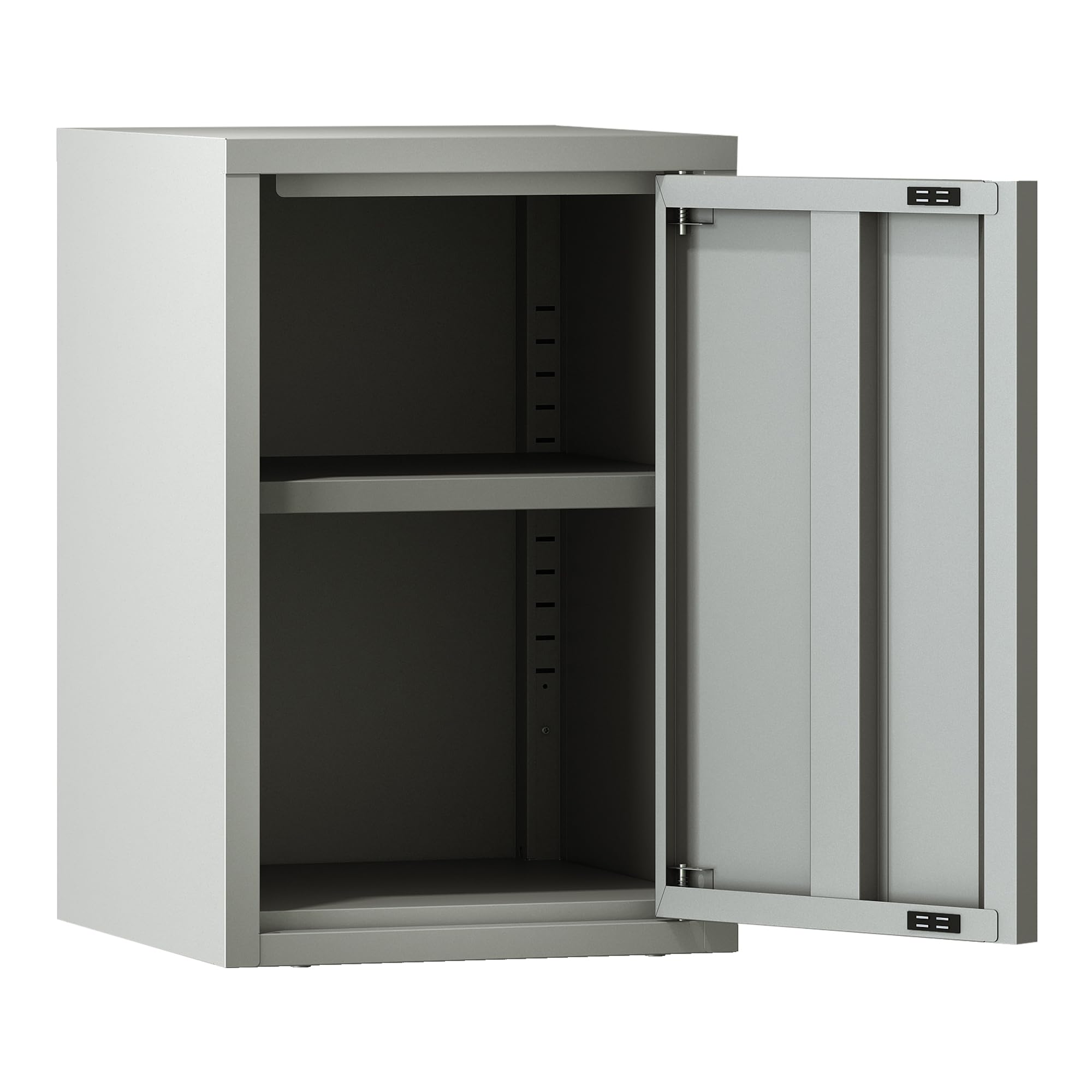 [en.casa] Mobiletto a Muro con Anta Armadietto Pensile a Parete con Ripiano Regolabile in Altezza Mobile in Acciaio per Bagno Ingresso Ufficio 50x33x35 cm - Grigio