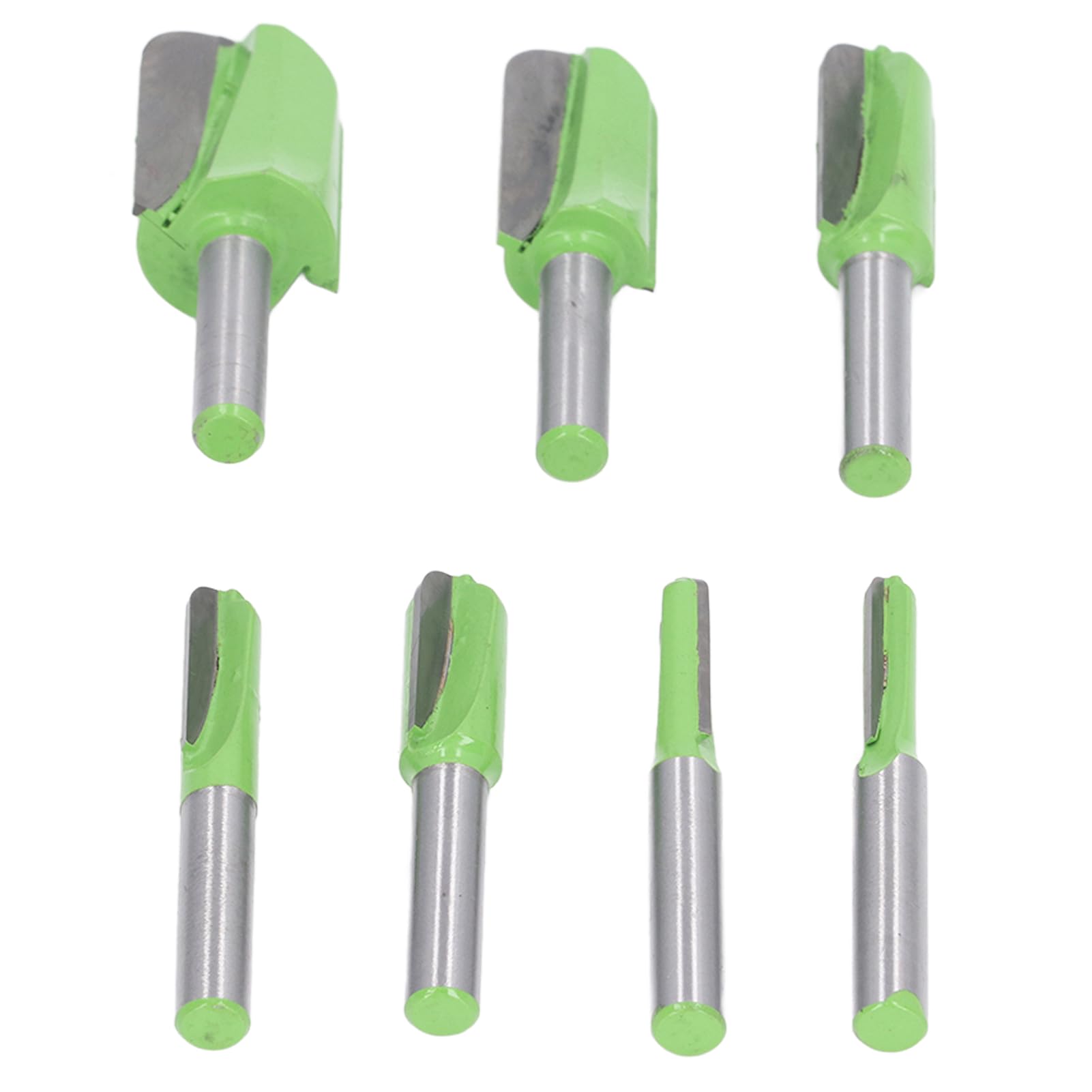 Set di 7 frese per router con codolo da 8 mm, fresa a cava a punta arrotondata con punta in lega di tungsteno, design anti-ritorno, per lavorazione del legno su legno, MDF e