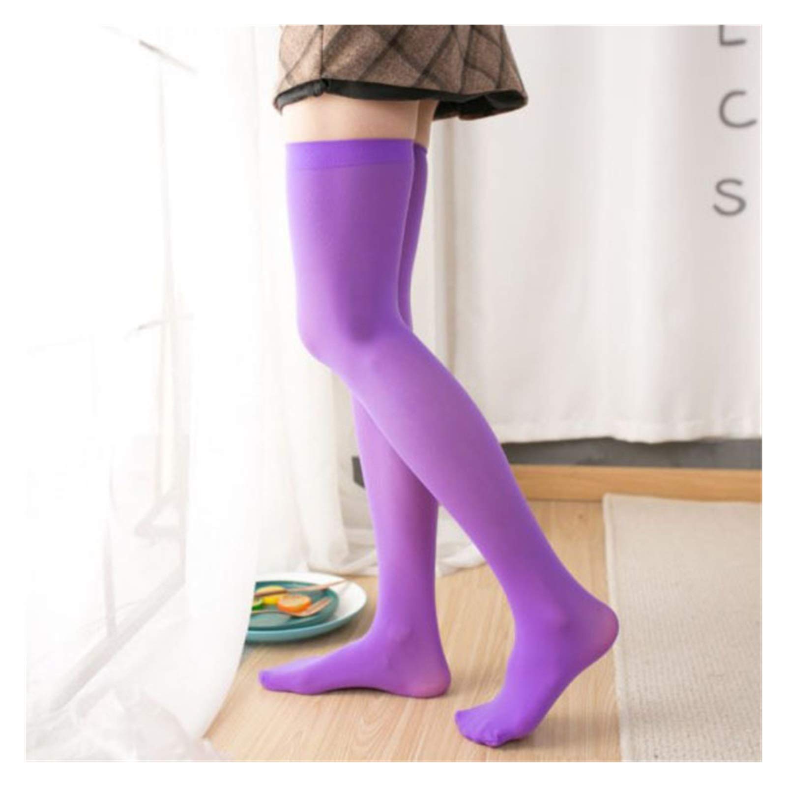 Chaussettes au-dessus du genou lavande extensibles pour un maintien parfait