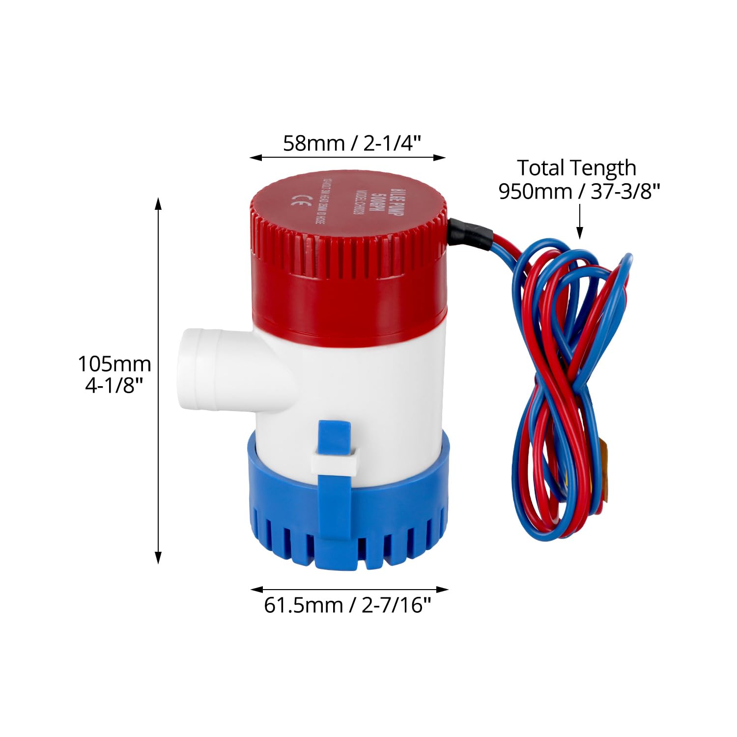 QWORK® 12 V 500GPH pompa zęzowa do łodzi, jachtów, przyczep kempingowych, pompa głębinowa do słodkiej, słonej i brudnej wody