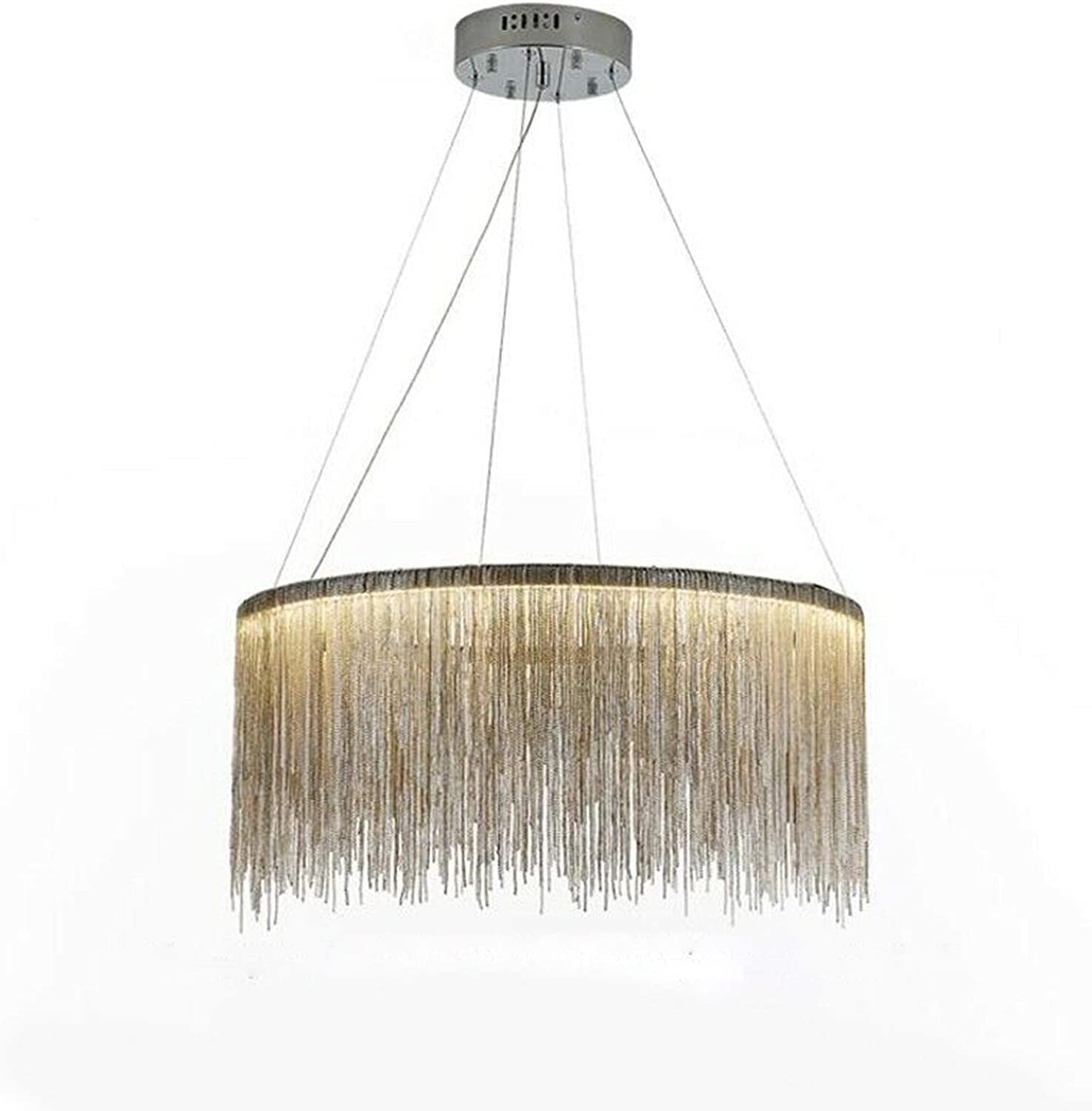 Dario Moderno in Metallo con Catena a Nappa, Dario lineare a LED, Dario Moderno Rotondo per la casa, 3 luci dimmerabili per Cucina, Isola, Sala da Pranzo, Camera da Letto