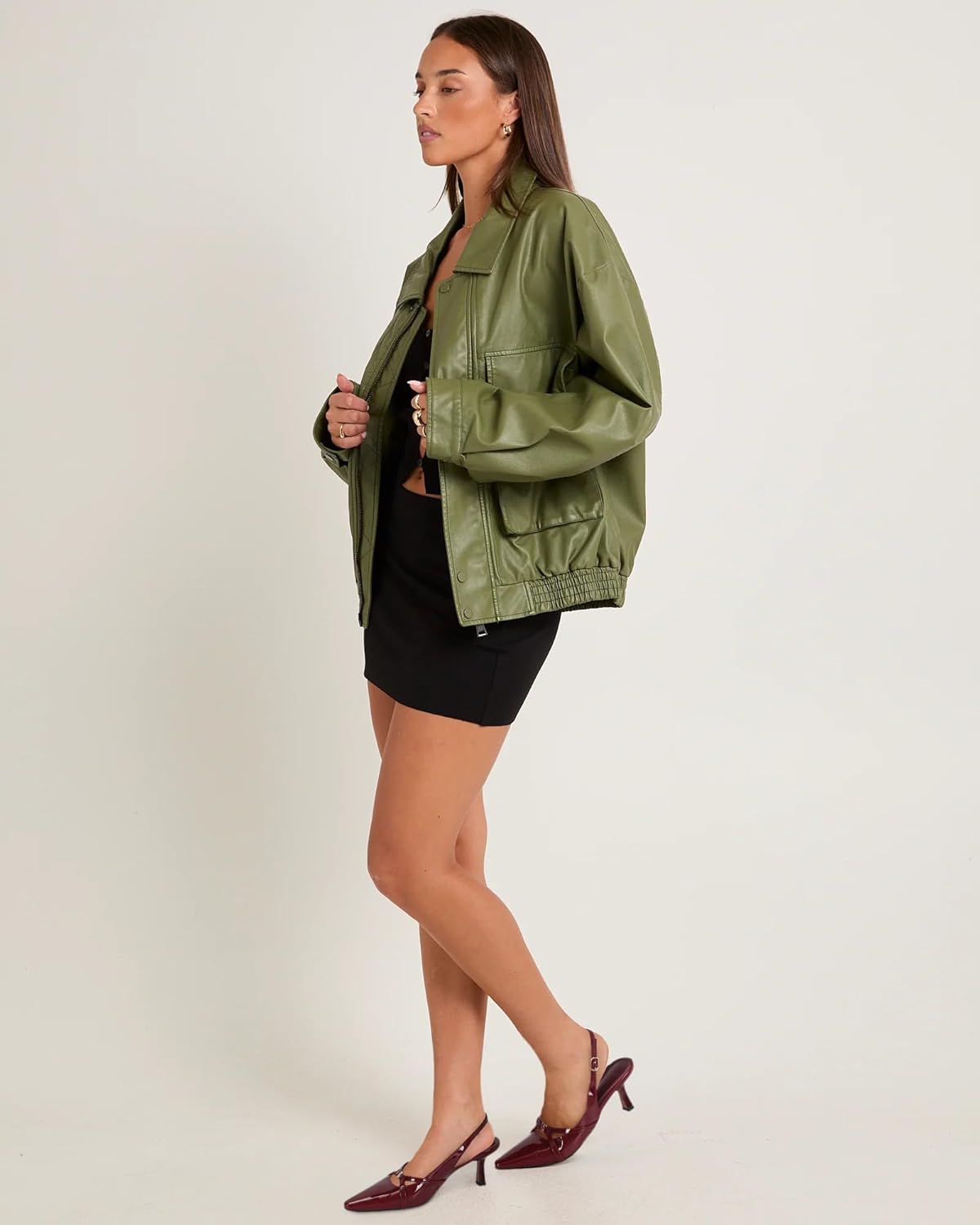 SOVANYOU Women's Burgundy Kitten Heels Pointed Toe Slingback Pumps with Buckle Strap Low Heel Dress Party Work Wedding Shoes - Image 3